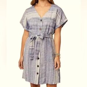 Carve Designs Willow Dress Relaxed Fit V-Neck Linen Blend Sz XL Button